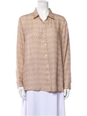 Kule Silk Paisley Print Button-Up Top